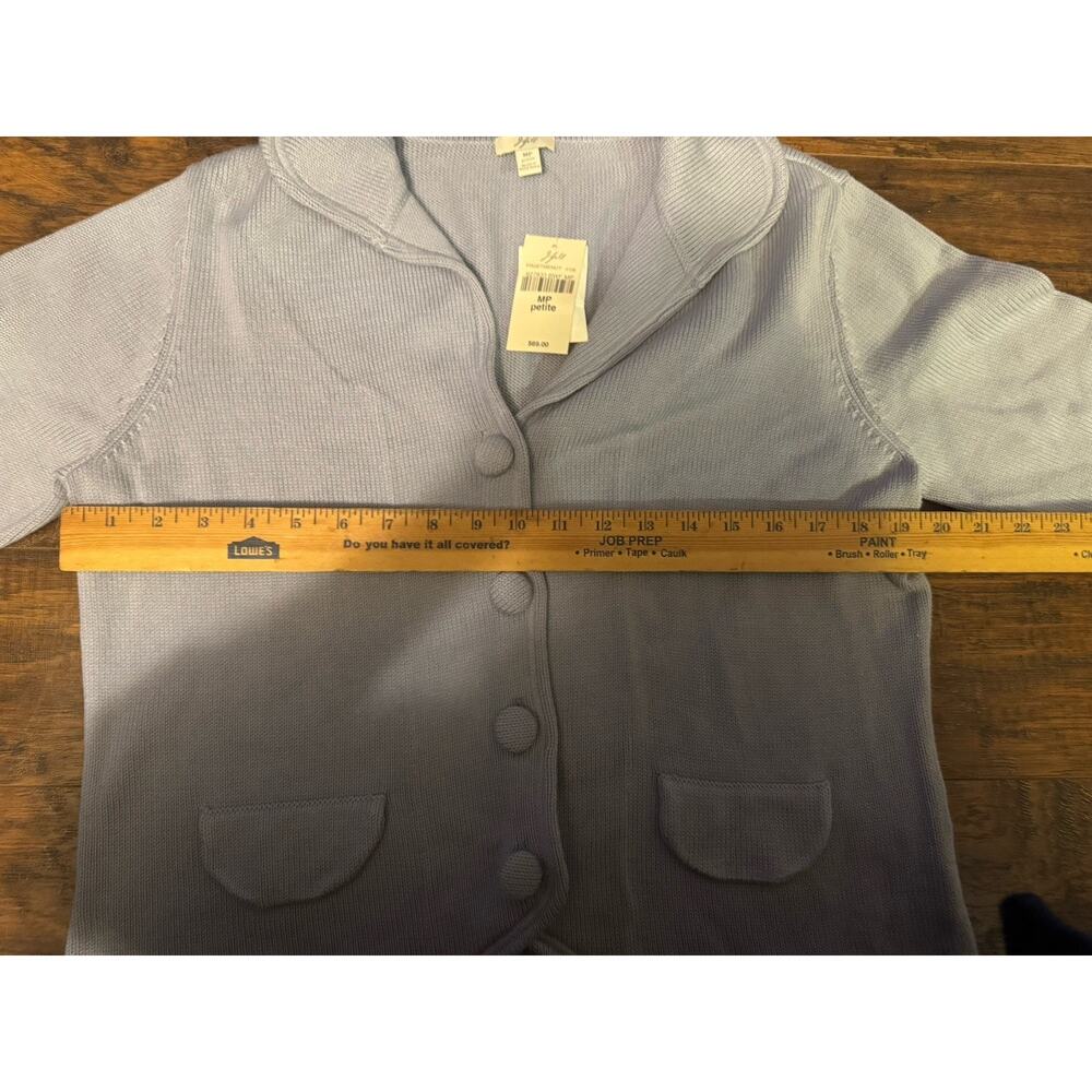 J. Jill Blue Cotton-Blend Button Down 3/4 Sleeve Cardigan Sweater Size MP Office - Picture 6 of 6
